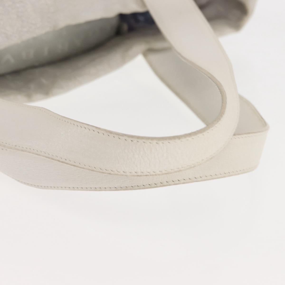 BVLGARI Logo mania Tote Bag Canvas Silver White Auth BA6909