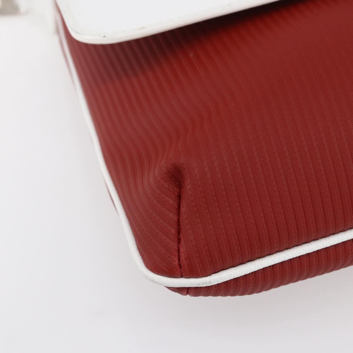 BVLGARI Shoulder Bag Leather Red White Auth BA6910