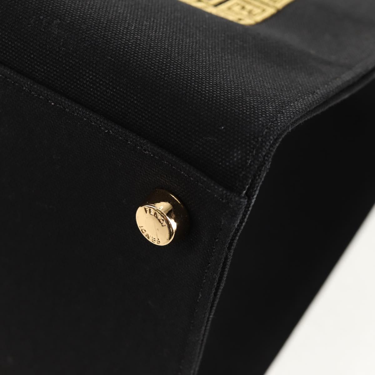 FENDI VERSACE Collaboration Tote Bag Canvas 2way Black Gold Auth BA6912M