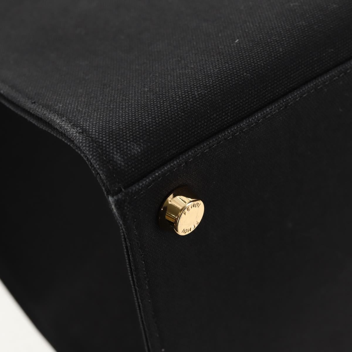 FENDI VERSACE Collaboration Tote Bag Canvas 2way Black Gold Auth BA6912A