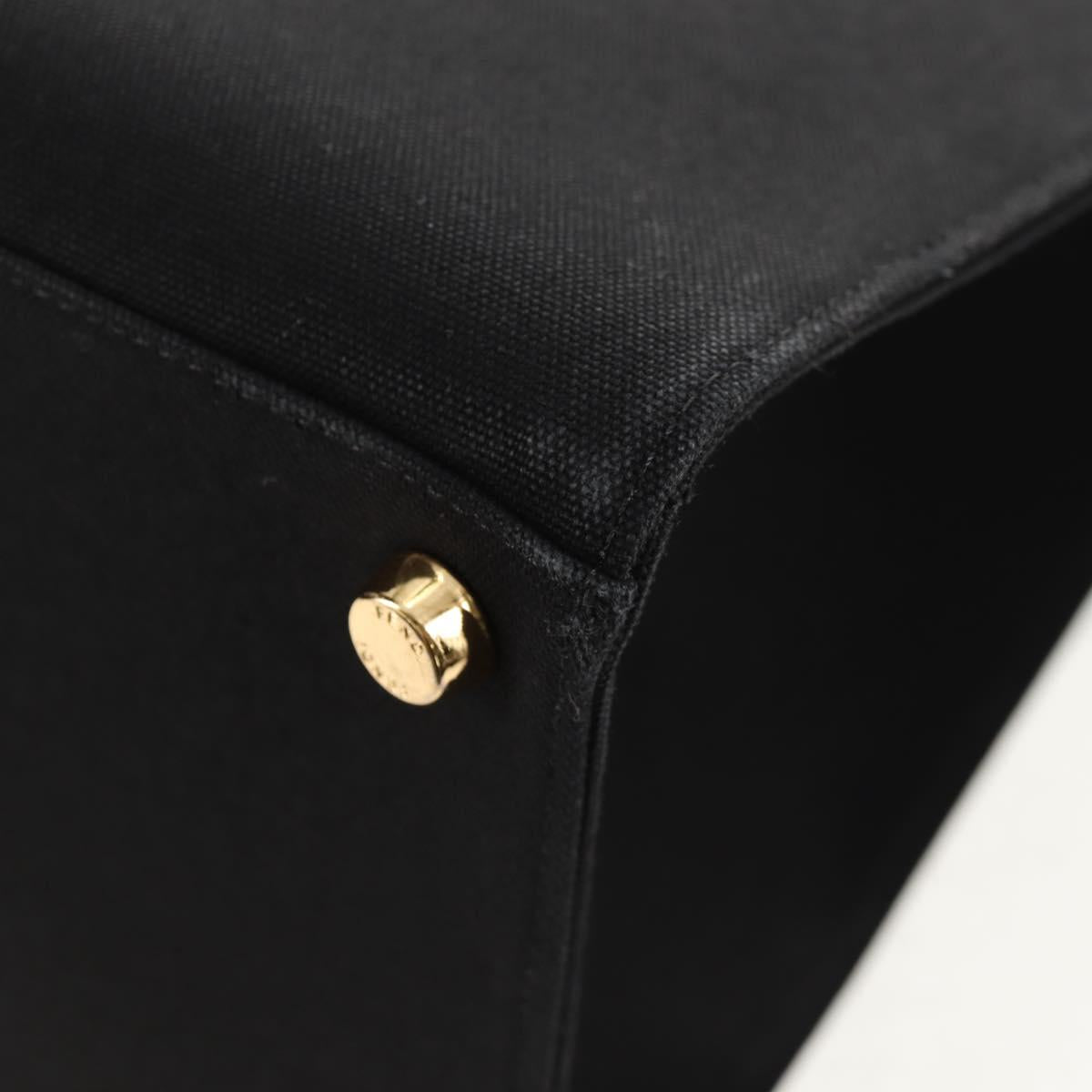 FENDI VERSACE Collaboration Tote Bag Canvas 2way Black Gold Auth BA6912M
