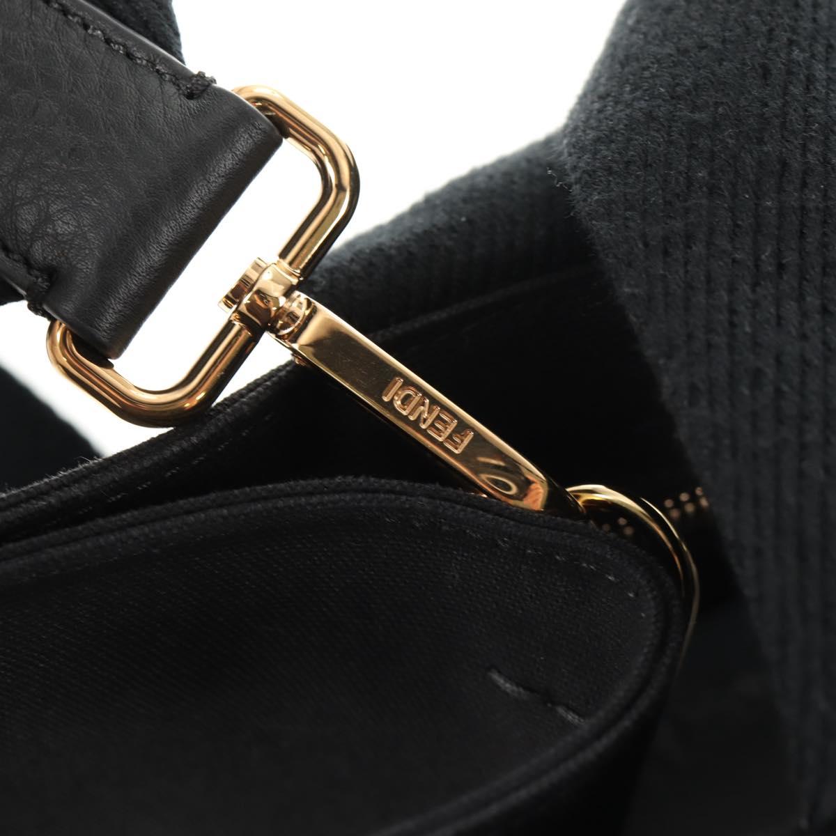 FENDI VERSACE Collaboration Tote Bag Canvas 2way Black Gold Auth BA6912M