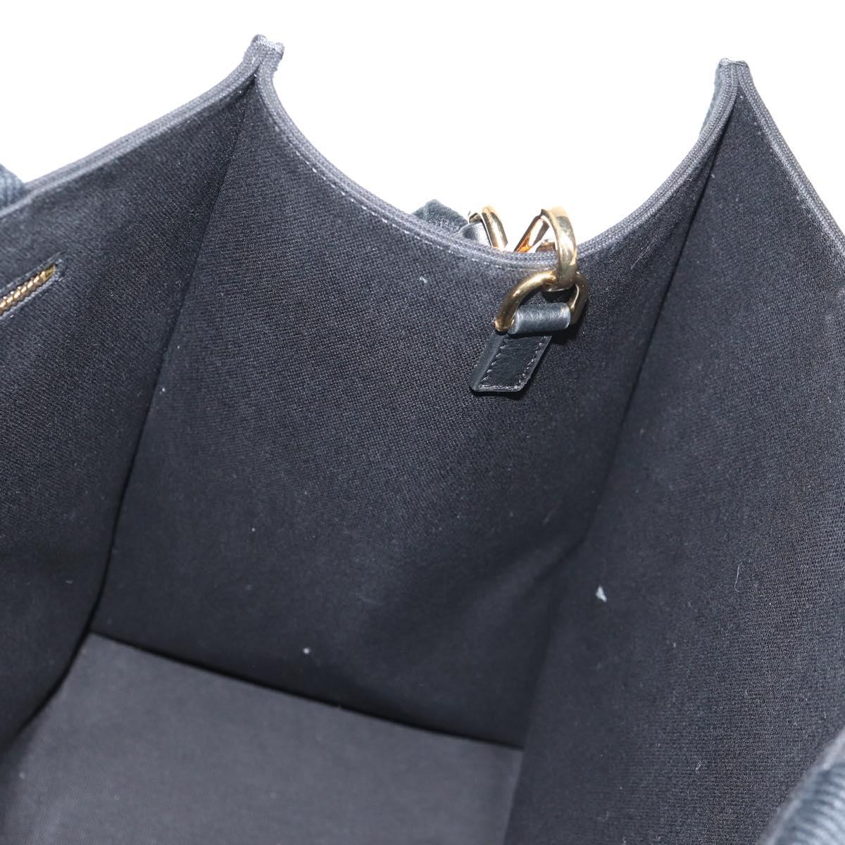 FENDI VERSACE Collaboration Tote Bag Canvas 2way Black Gold Auth BA6912M