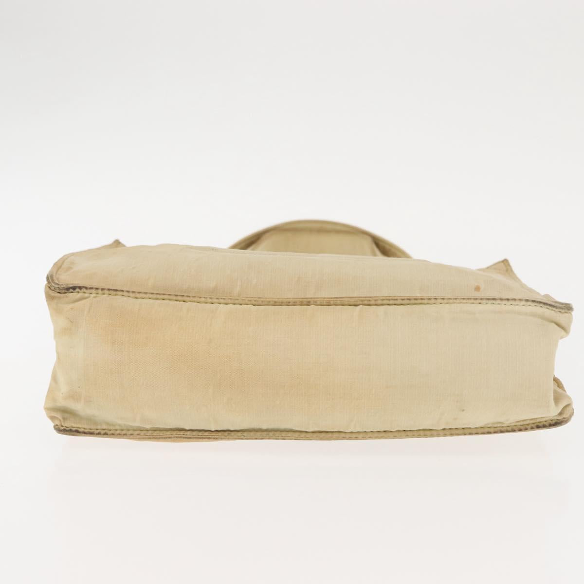 CHANEL Tote Bag Nylon Beige CC Auth BA6913