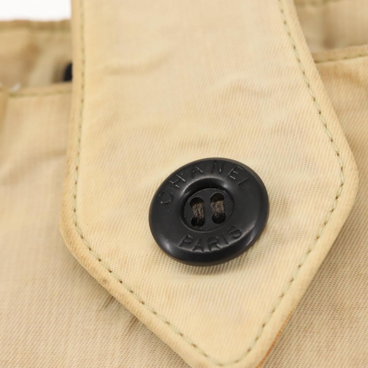 CHANEL Tote Bag Nylon Beige CC Auth BA6913