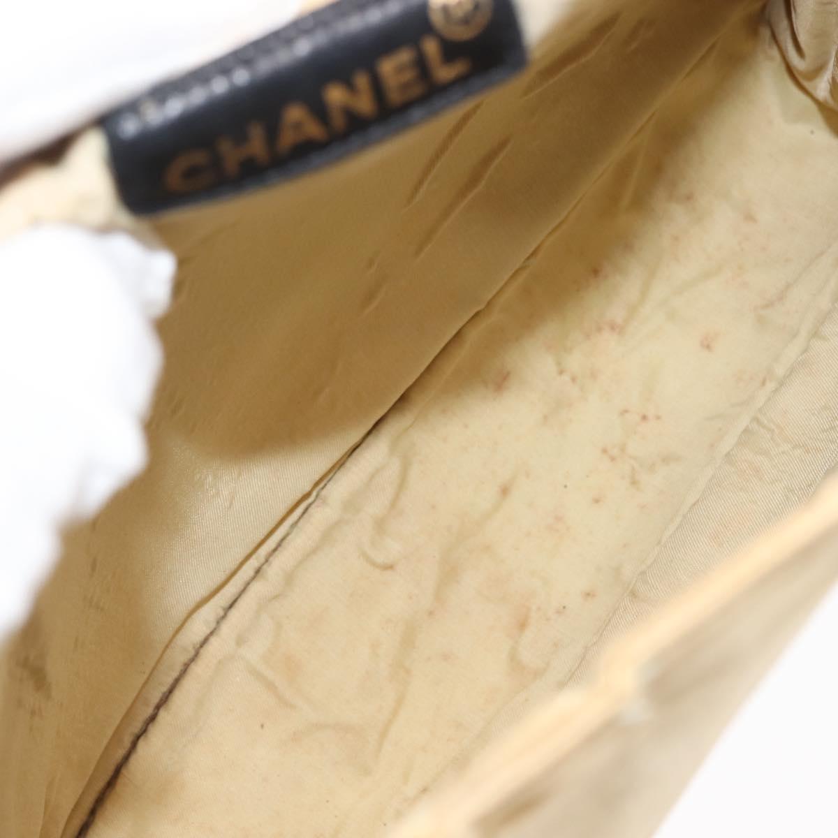 CHANEL Tote Bag Nylon Beige CC Auth BA6913