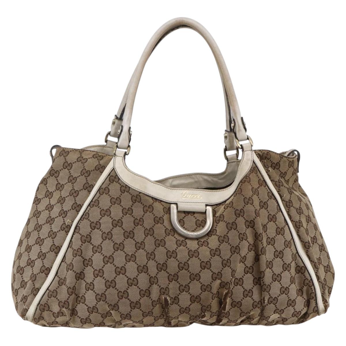 GUCCI GG Canvas Abbey Tote Bag Canvas Beige Auth BA6915