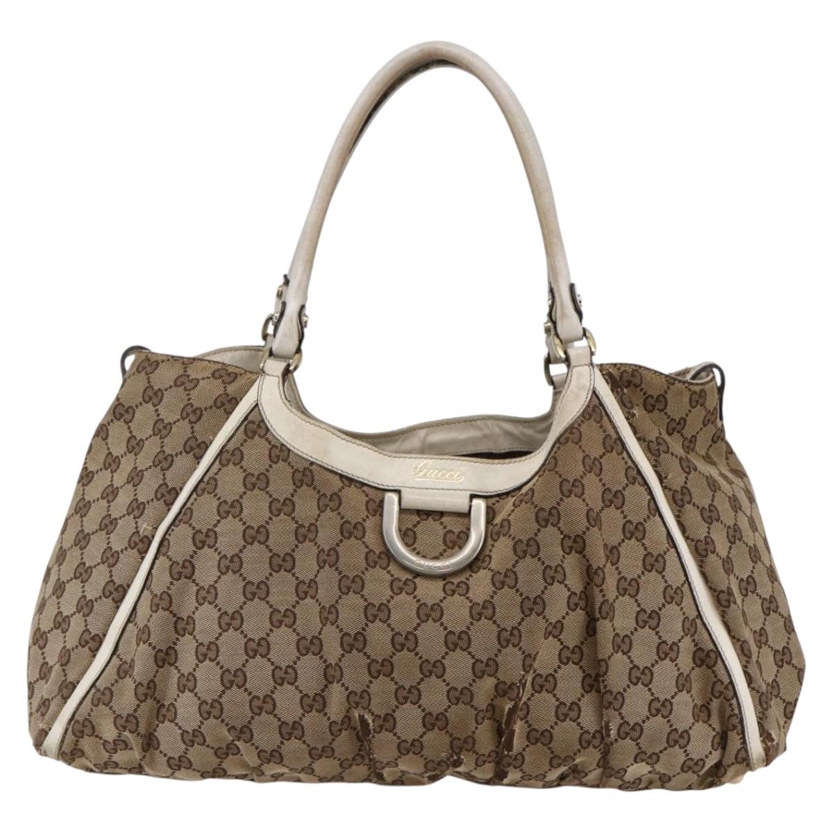 GUCCI GG Canvas Abbey Tote Bag Canvas Beige Auth BA6915