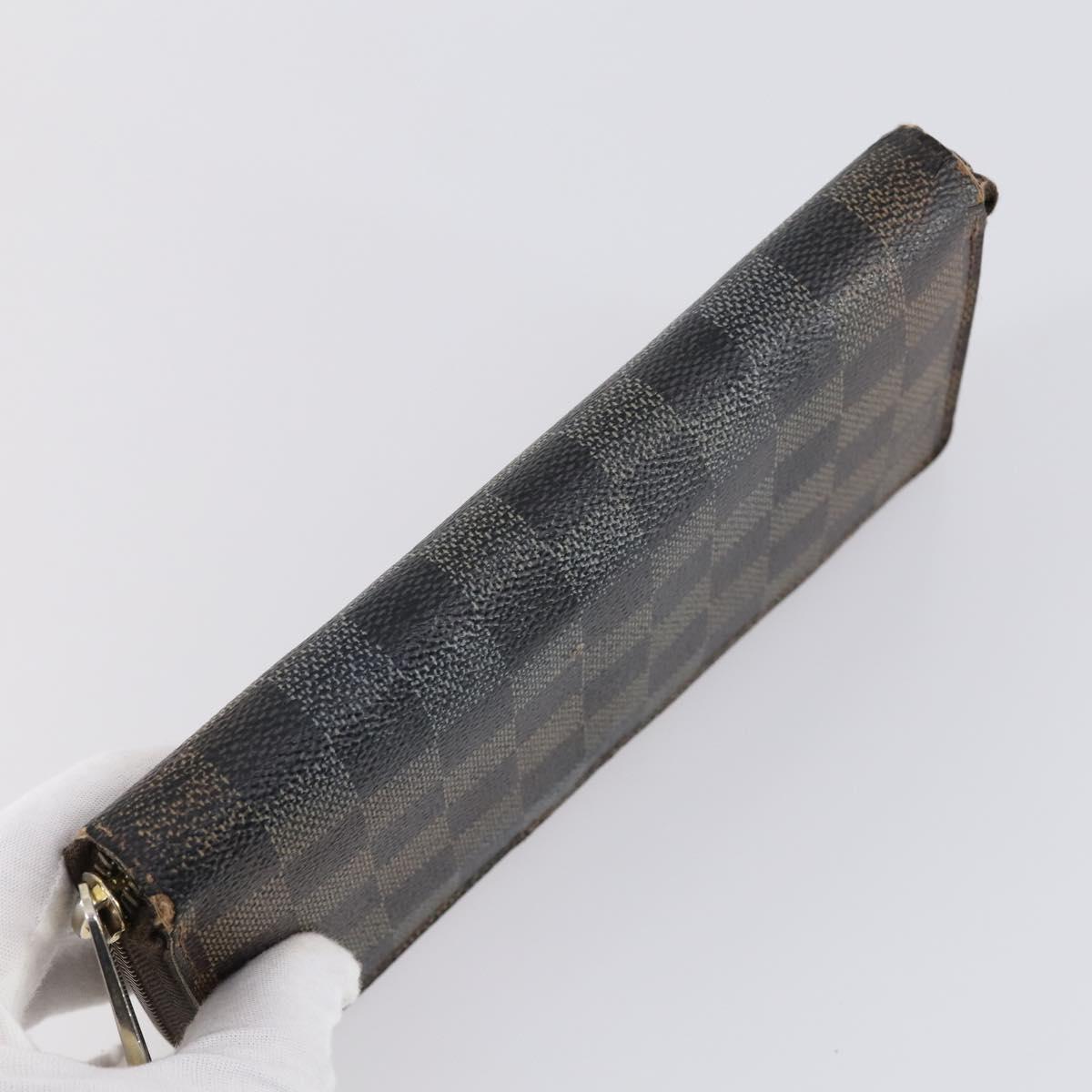 LOUIS VUITTON Damier Ebene Vernis Zippy Wallet 2 Set Pink LV Auth BA6918