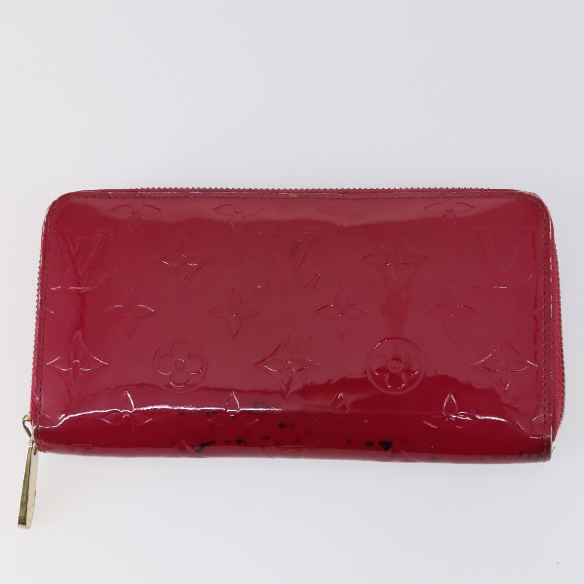 LOUIS VUITTON Damier Ebene Vernis Zippy Wallet 2 Set Pink LV Auth BA6918