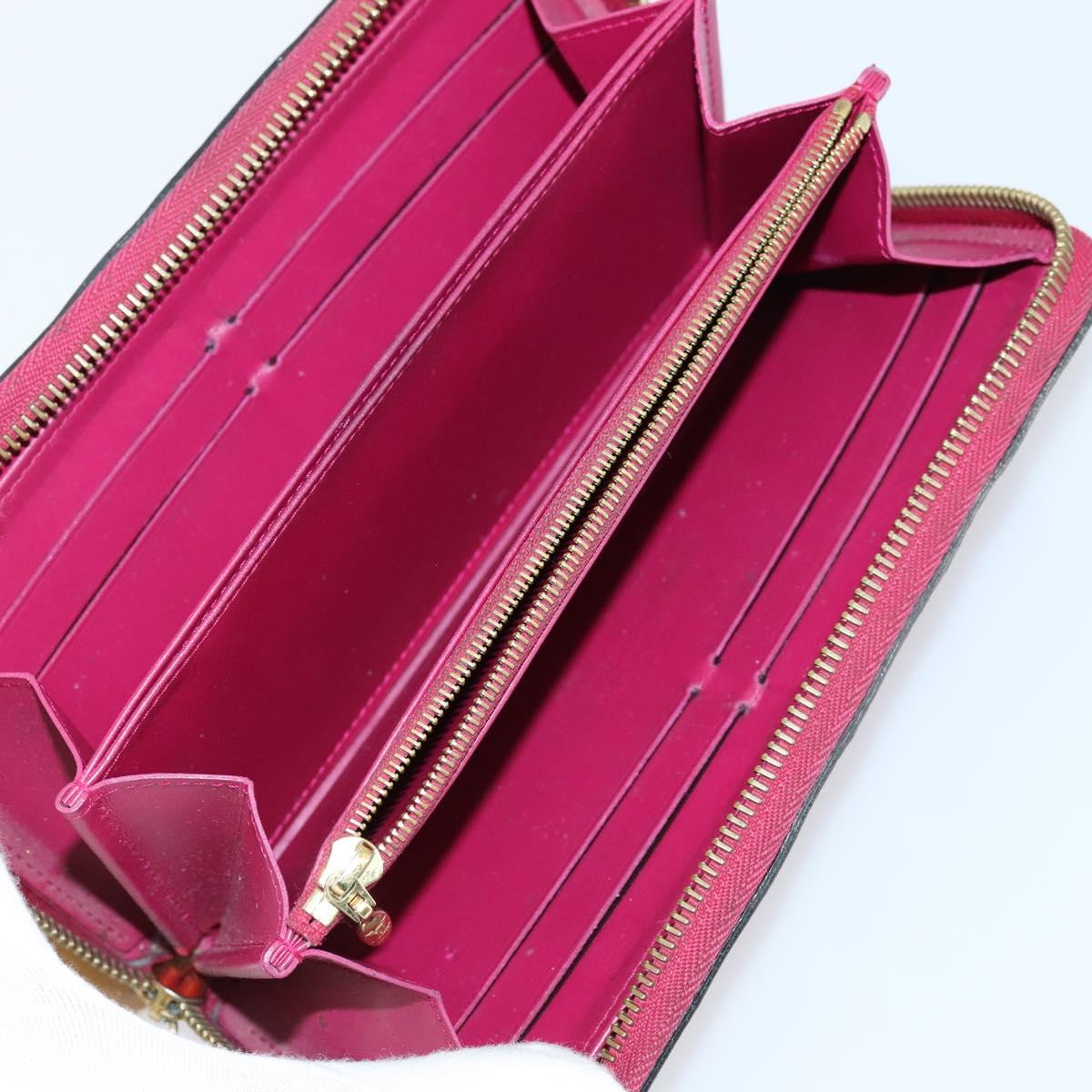 LOUIS VUITTON Damier Ebene Vernis Zippy Wallet 2 Set Pink LV Auth BA6918