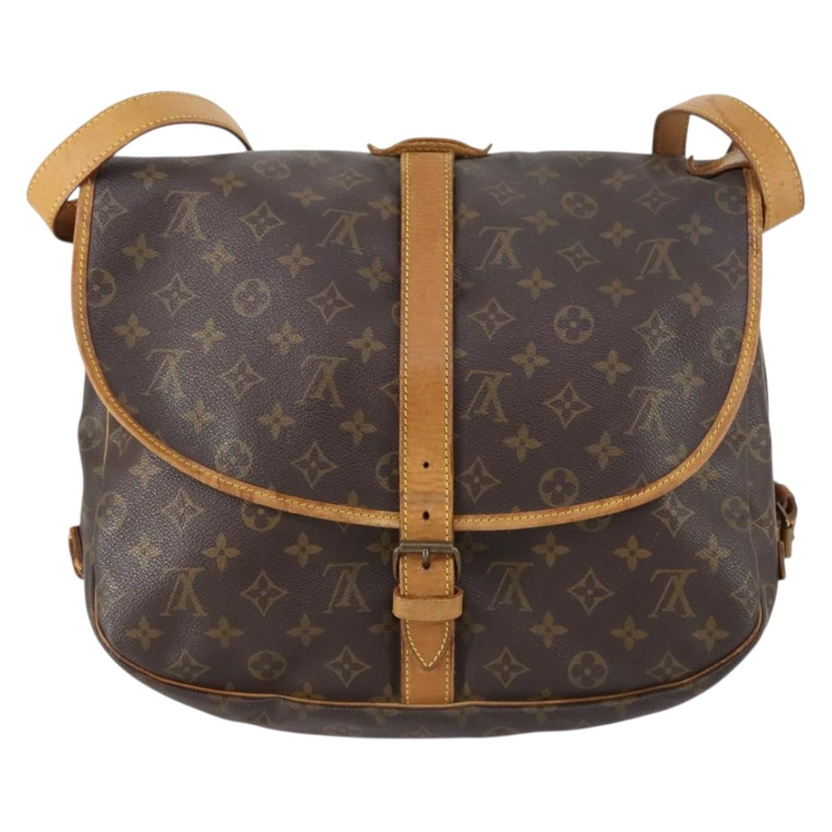 LOUIS VUITTON Monogram Saumur 35 Shoulder Bag M42254 LV Auth BA6948
