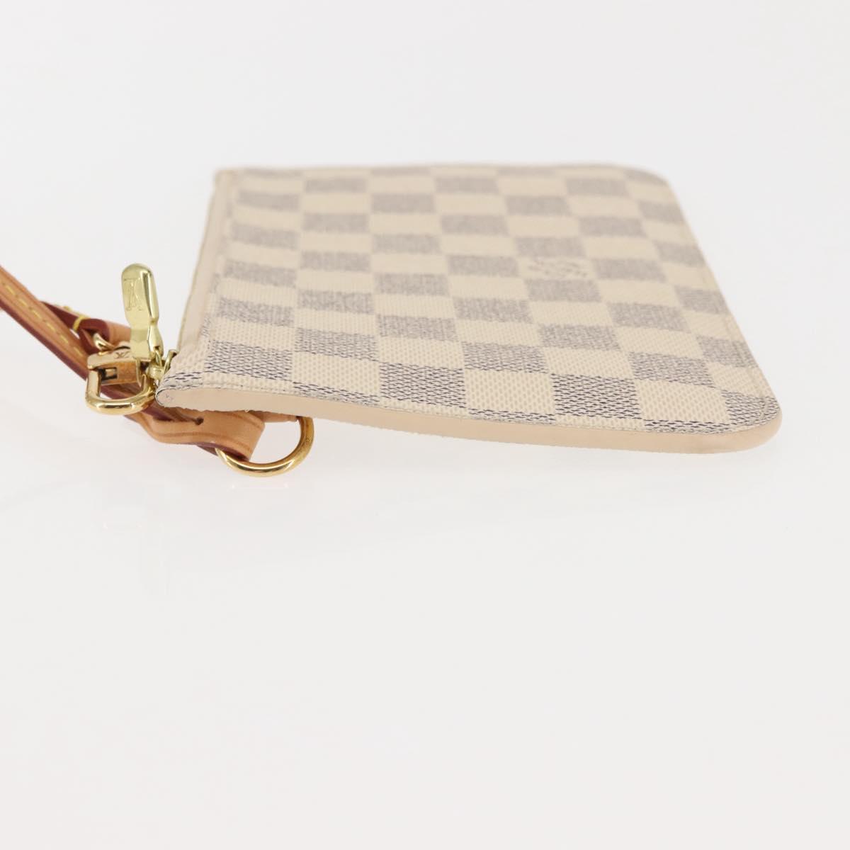 LOUIS VUITTON Damier Azur Neverfull PM Pouch Accessory Pouch LV Auth BA6980