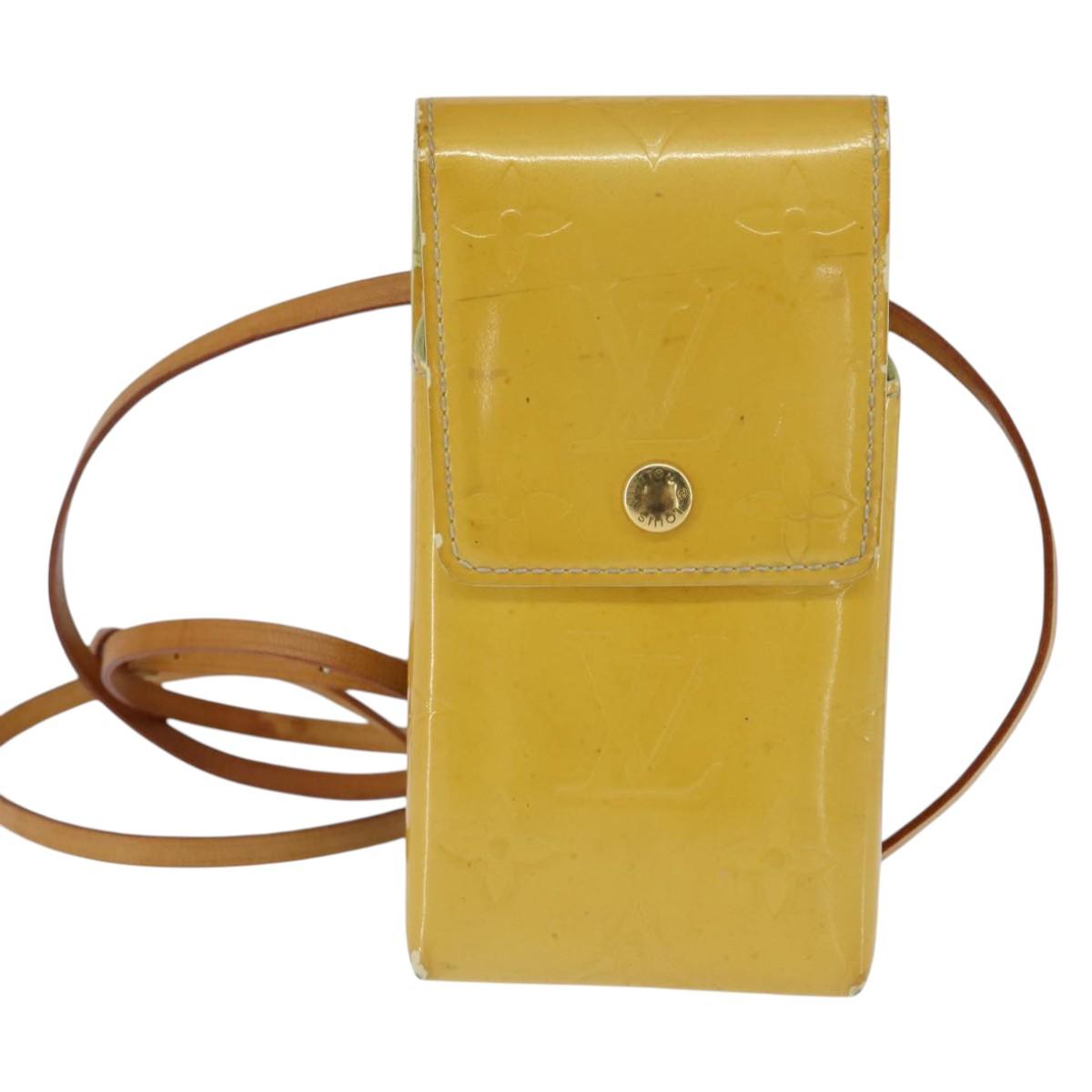 LOUIS VUITTON Monogram Vernis Walker Wallet Lime Yellow M91074 LV Auth BA6985