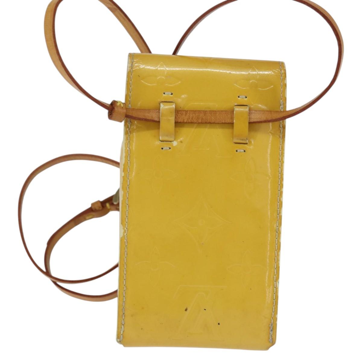 LOUIS VUITTON Monogram Vernis Walker Wallet Lime Yellow M91074 LV Auth BA6985