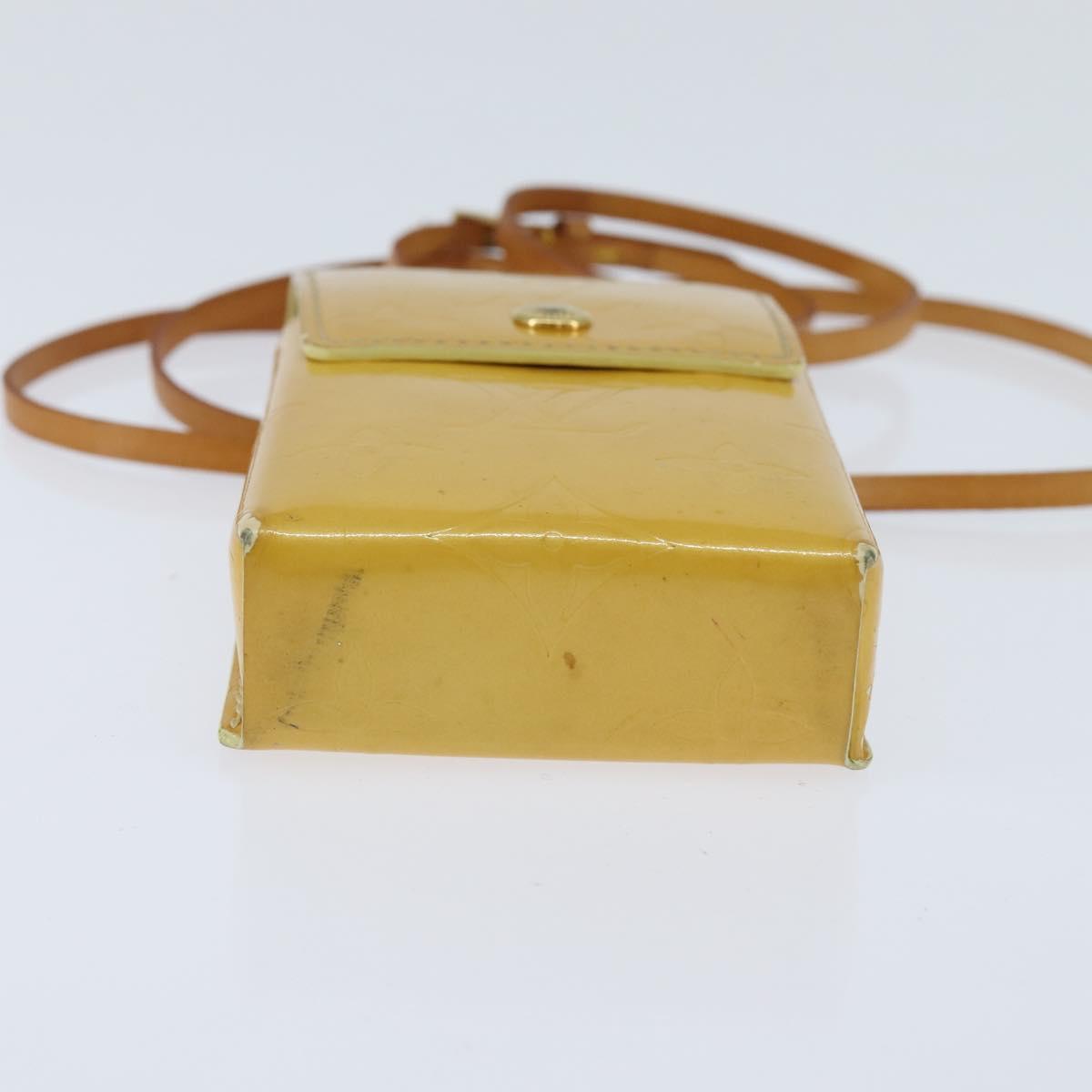 LOUIS VUITTON Monogram Vernis Walker Wallet Lime Yellow M91074 LV Auth BA6985