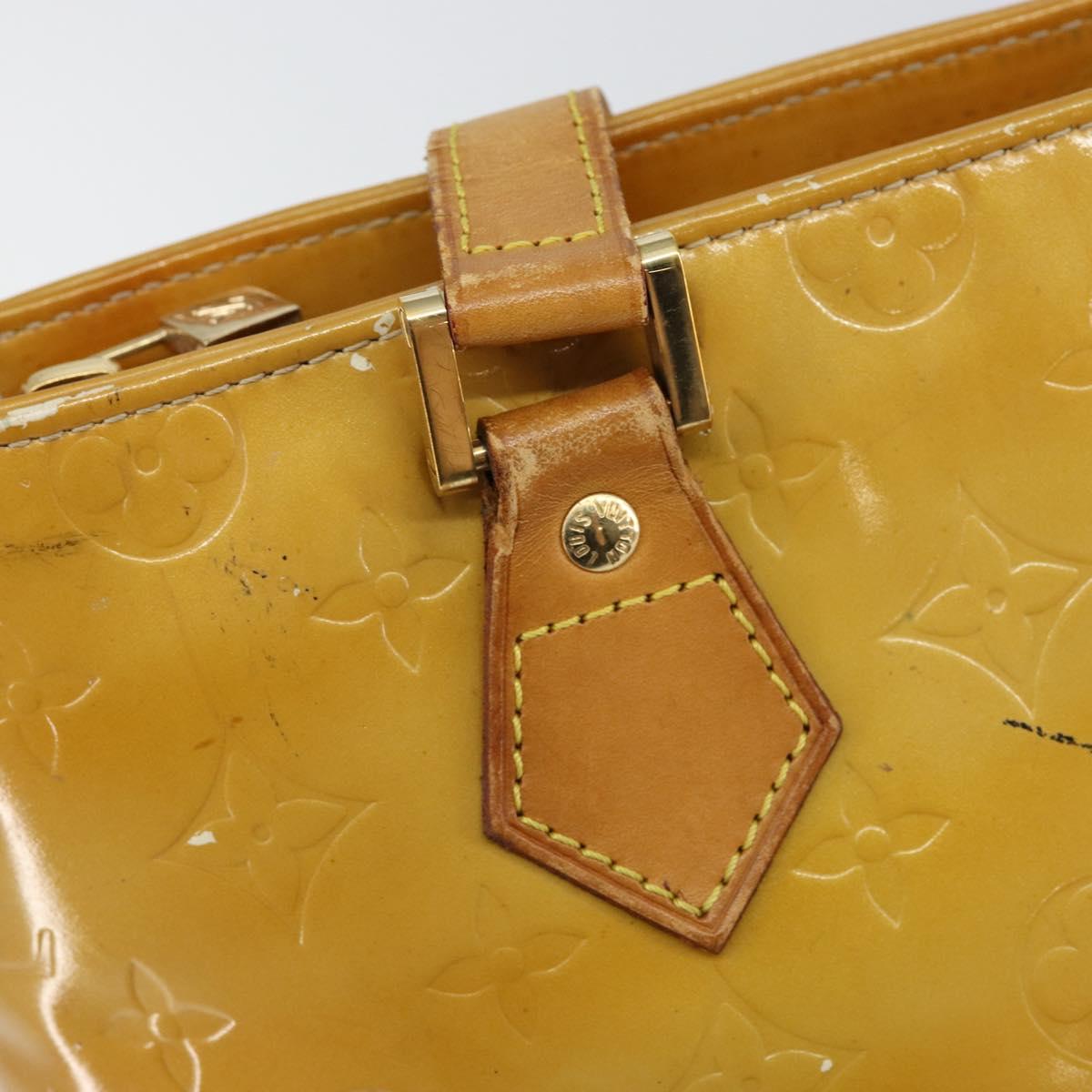 LOUIS VUITTON Monogram Vernis Houston Hand Bag Beige M91004 LV Auth BA6986