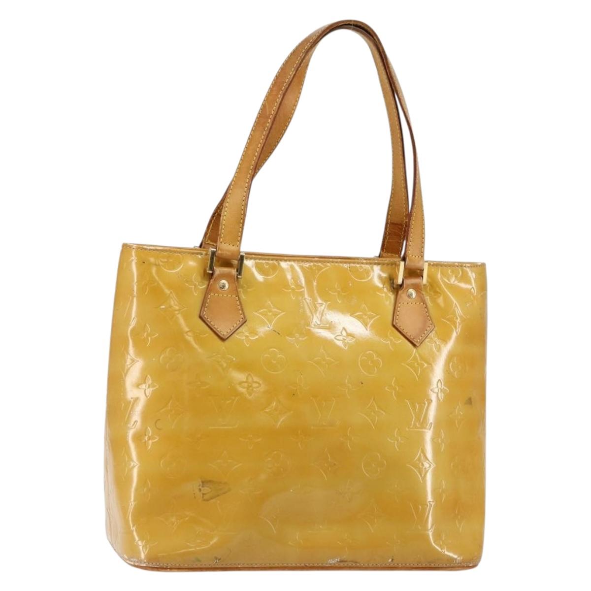 LOUIS VUITTON Monogram Vernis Houston Hand Bag Beige M91004 LV Auth BA6986