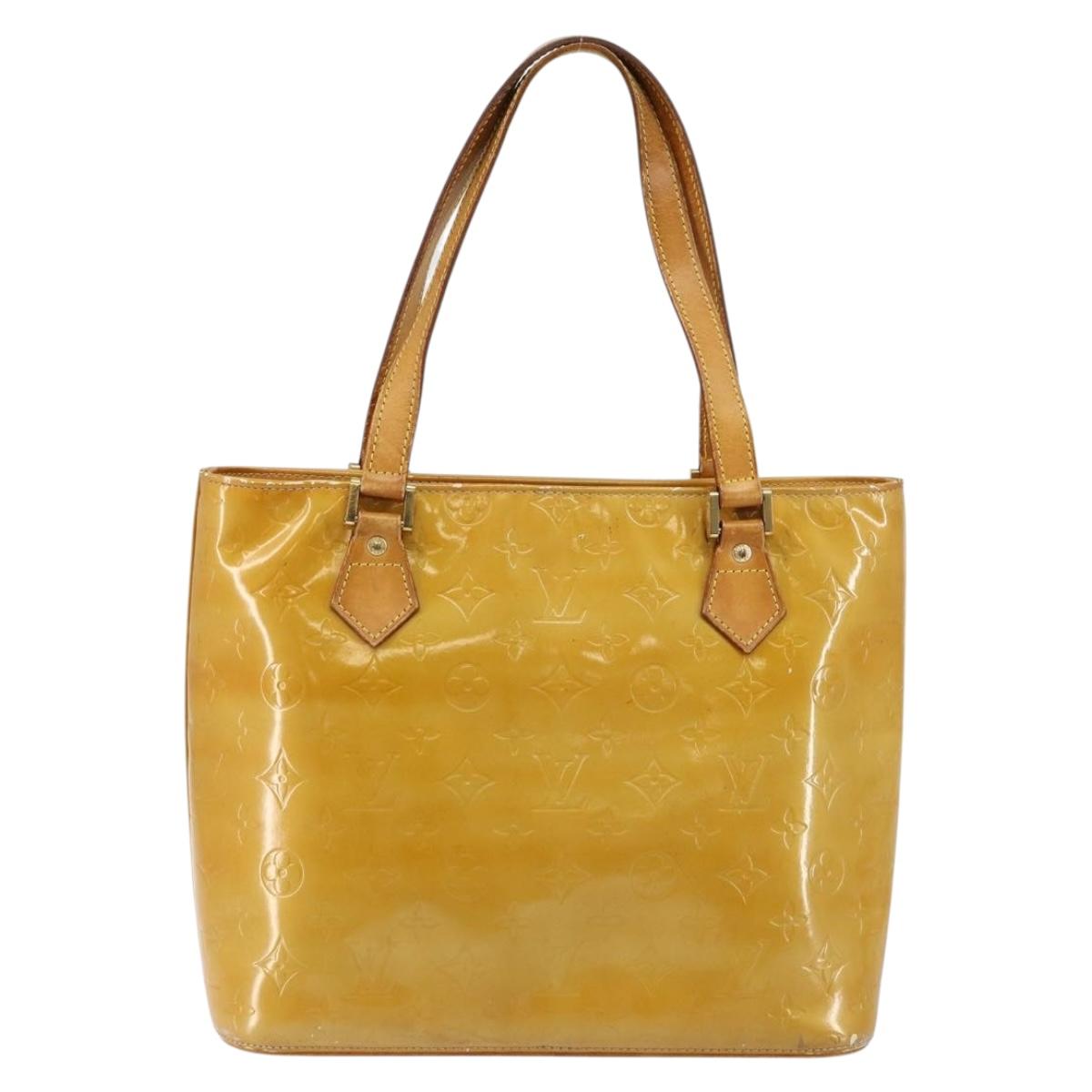 LOUIS VUITTON Monogram Vernis Houston Hand Bag Beige M91004 LV Auth BA6986