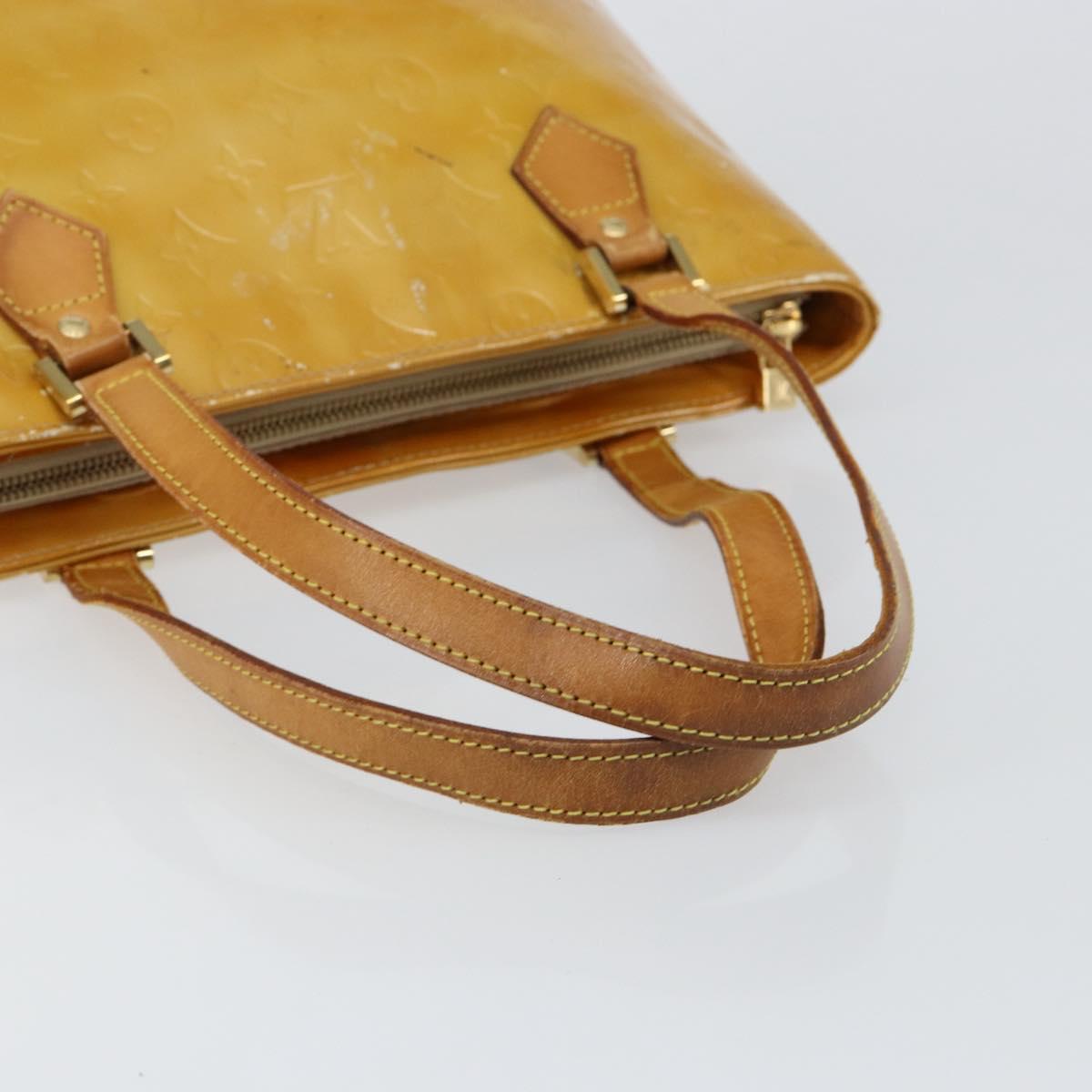 LOUIS VUITTON Monogram Vernis Houston Hand Bag Beige M91004 LV Auth BA6986