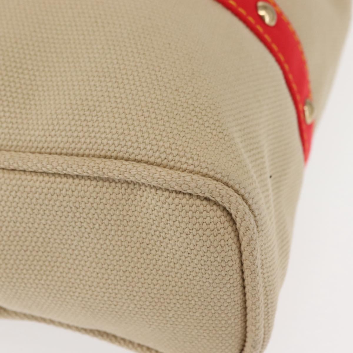 LOUIS VUITTON Antigua Hippo GM Tote Bag Beige Red M40032 LV Auth BA7007