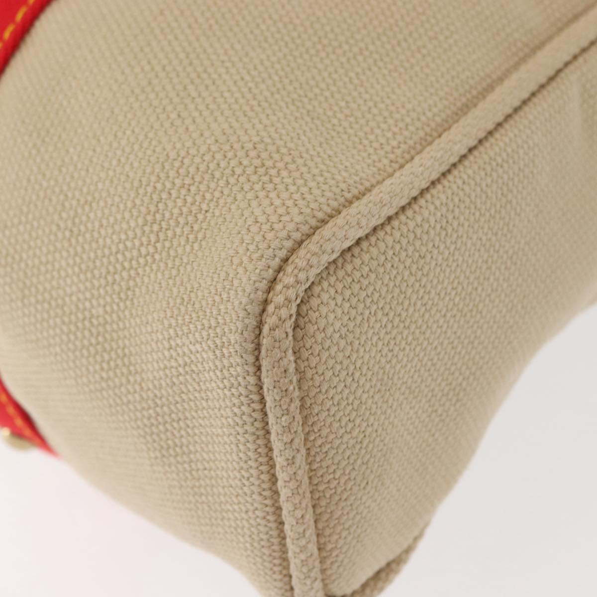 LOUIS VUITTON Antigua Hippo GM Tote Bag Beige Red M40032 LV Auth BA7007