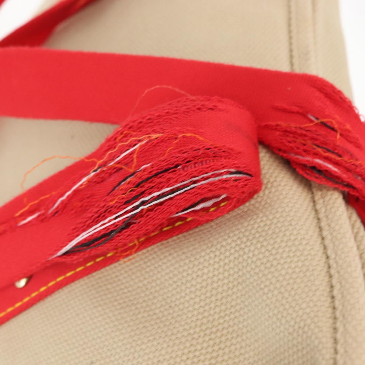 LOUIS VUITTON Antigua Hippo GM Tote Bag Beige Red M40032 LV Auth BA7007