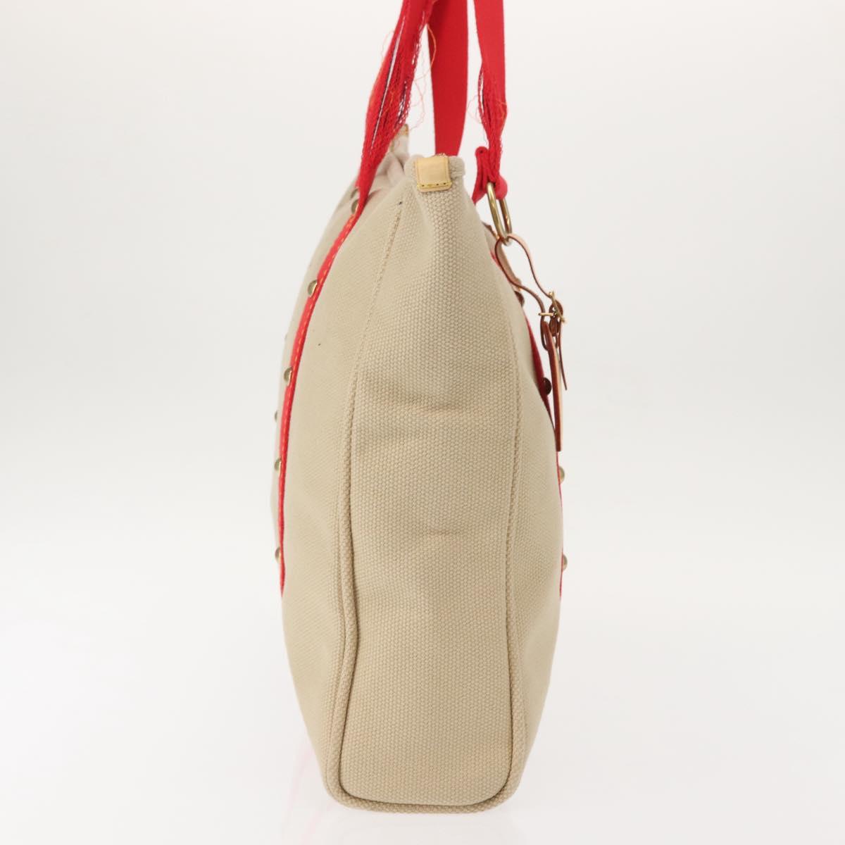 LOUIS VUITTON Antigua Hippo GM Tote Bag Beige Red M40032 LV Auth BA7007