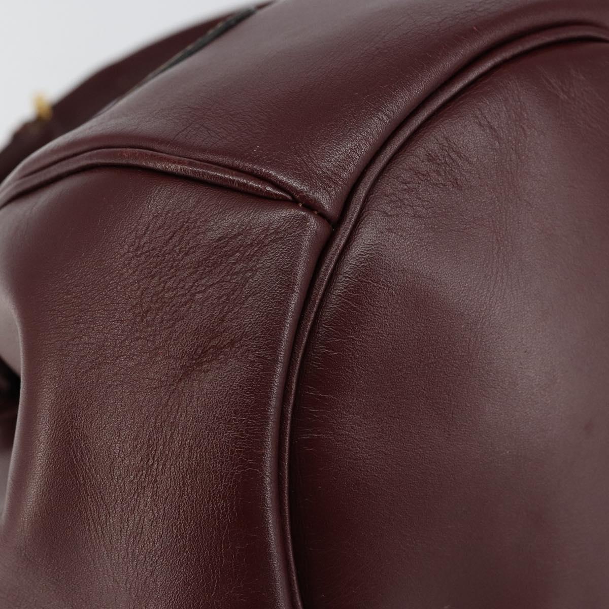 CARTIER Must Line Shoulder Bag Leather Bordeaux Gold Auth BA7014