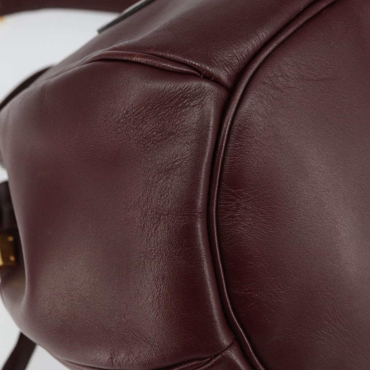 CARTIER Must Line Shoulder Bag Leather Bordeaux Gold Auth BA7014