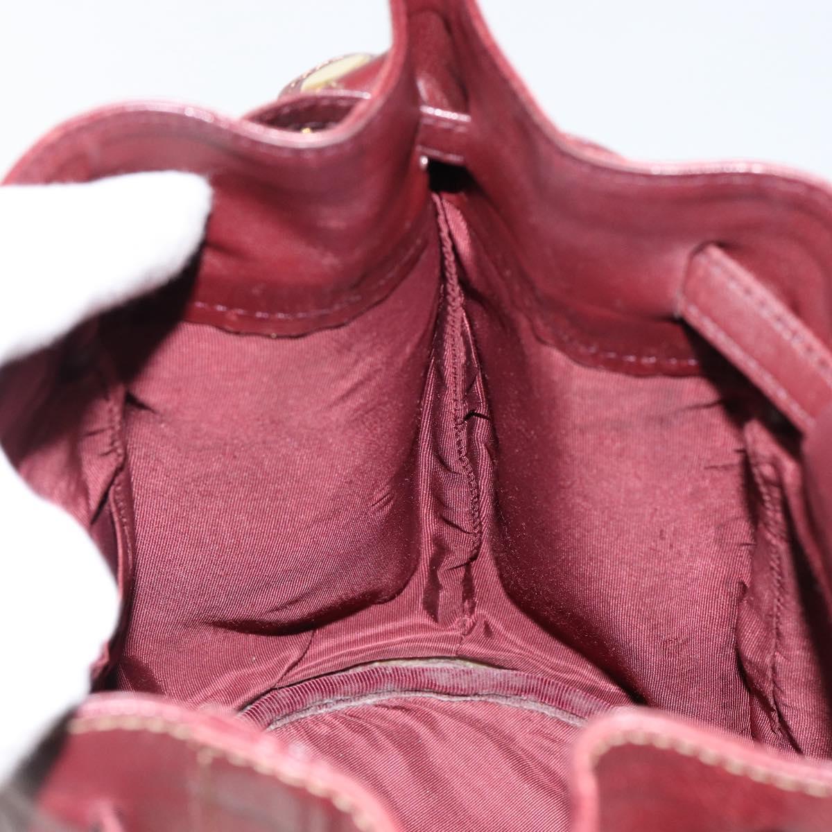 CARTIER Must Line Shoulder Bag Leather Bordeaux Gold Auth BA7014