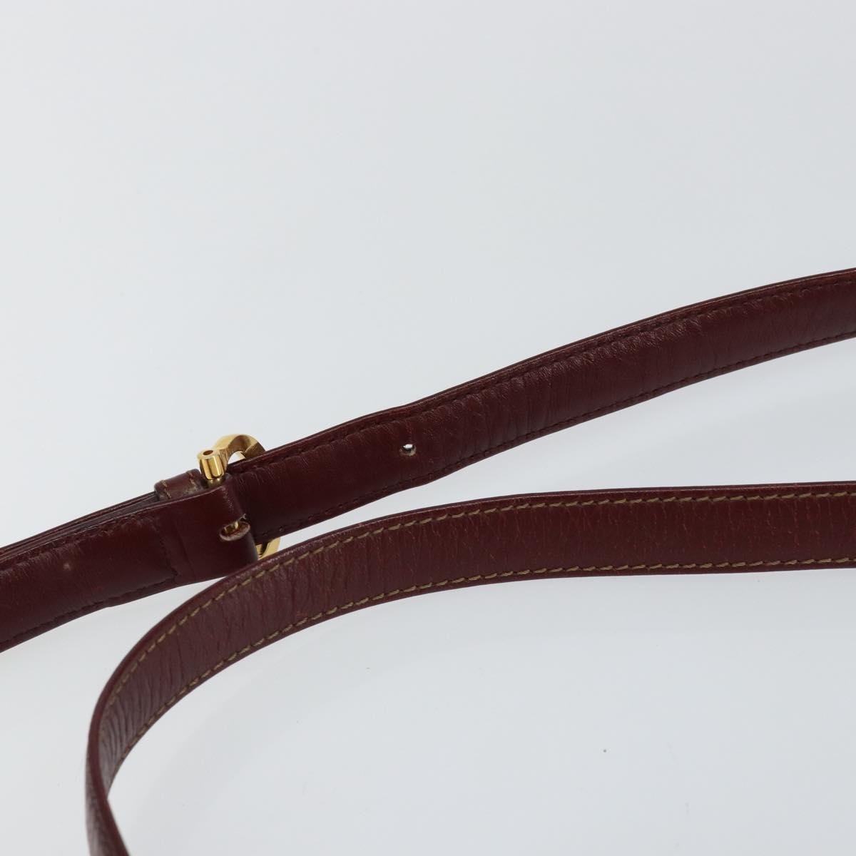 CARTIER Must Line Shoulder Bag Leather Bordeaux Gold Auth BA7014