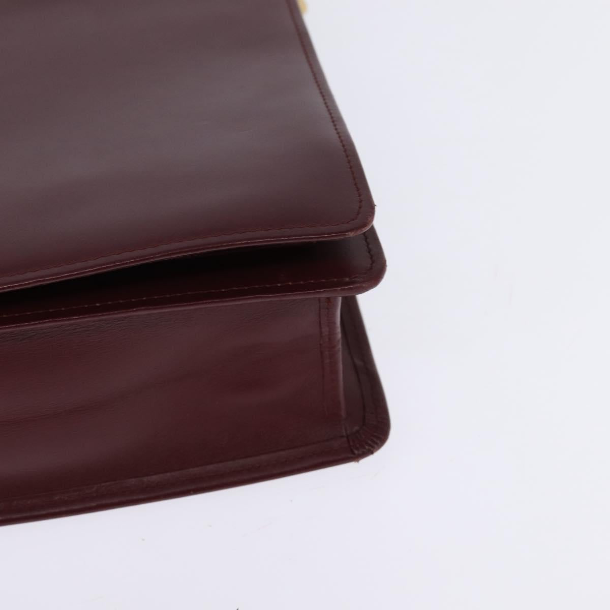CARTIER Must Line Shoulder Bag Leather Bordeaux Gold Auth BA7015