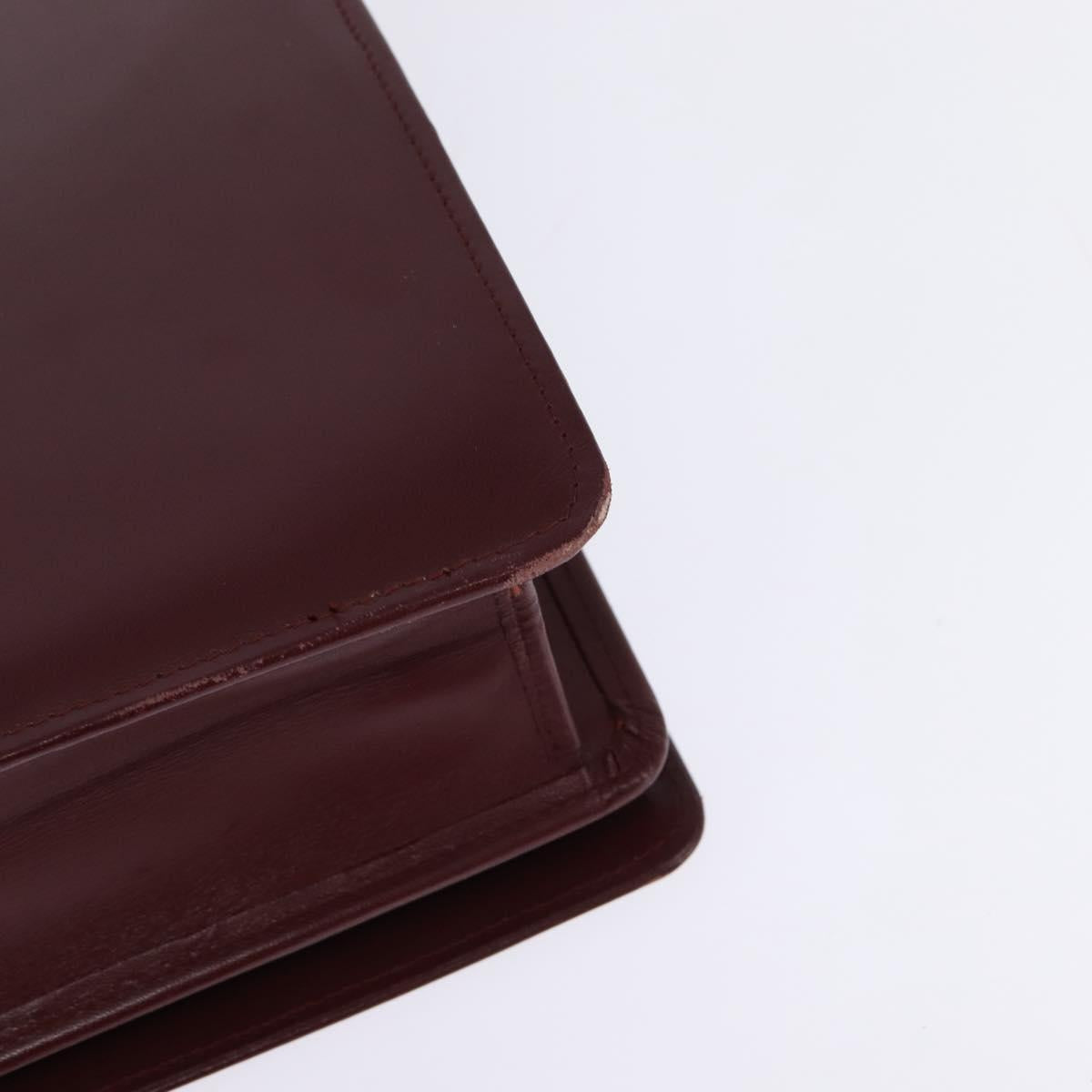 CARTIER Must Line Shoulder Bag Leather Bordeaux Gold Auth BA7015