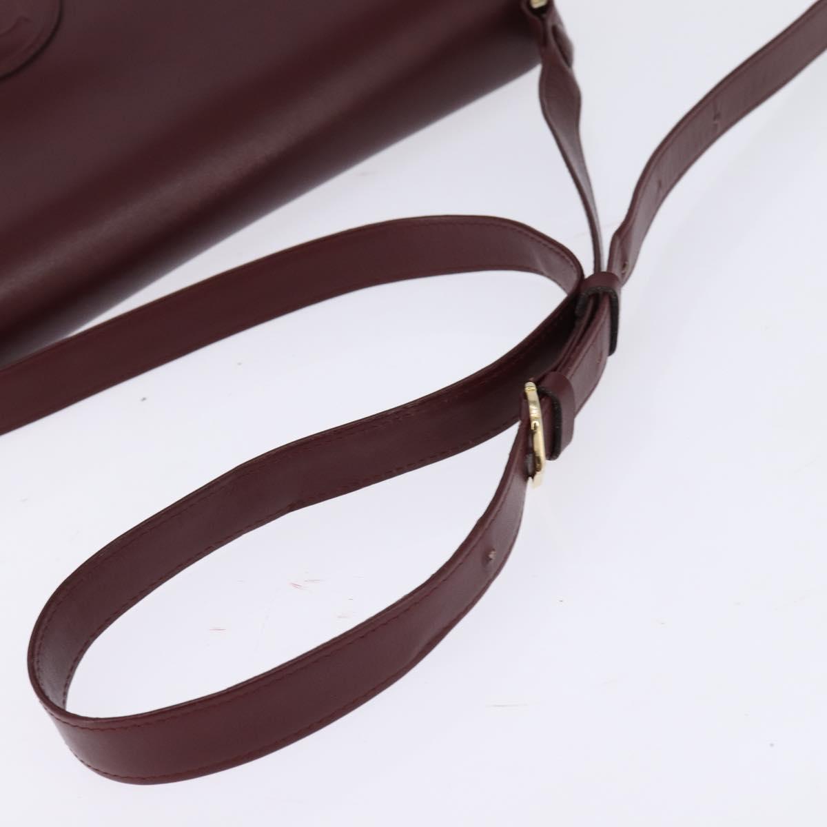 CARTIER Must Line Shoulder Bag Leather Bordeaux Gold Auth BA7015