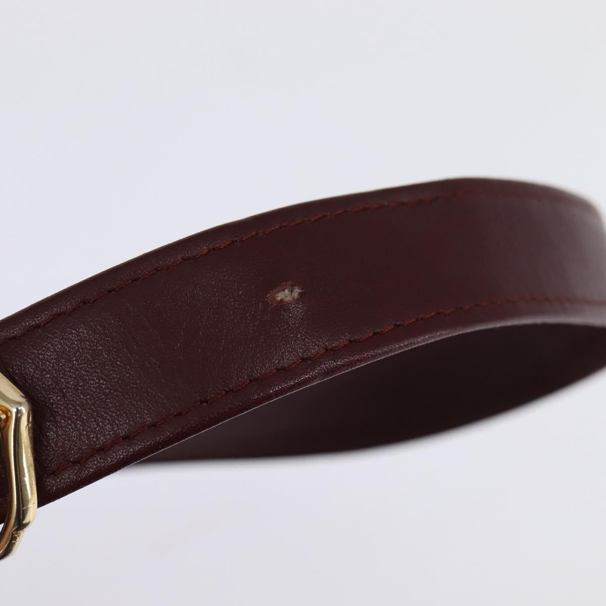 CARTIER Must Line Shoulder Bag Leather Bordeaux Gold Auth BA7015