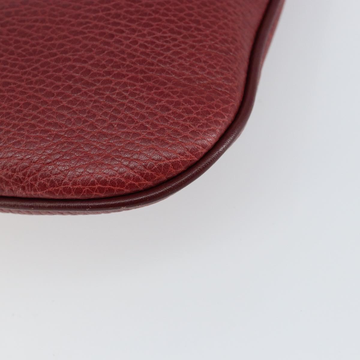 CARTIER Must Line Shoulder Bag Leather Bordeaux Gold Auth BA7016