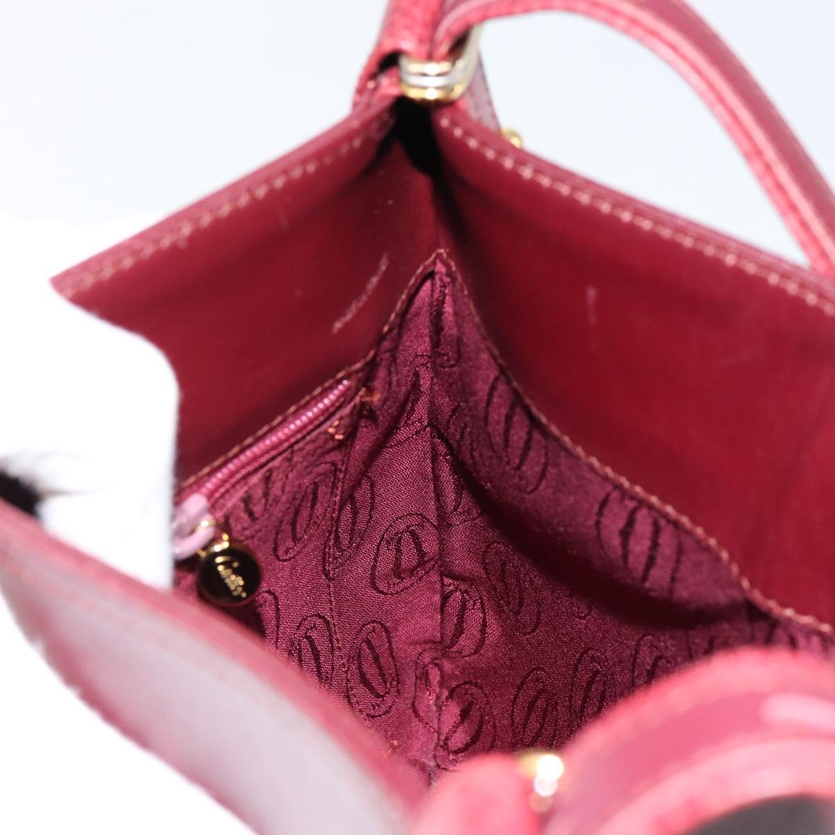 CARTIER Must Line Shoulder Bag Leather Bordeaux Gold Auth BA7016