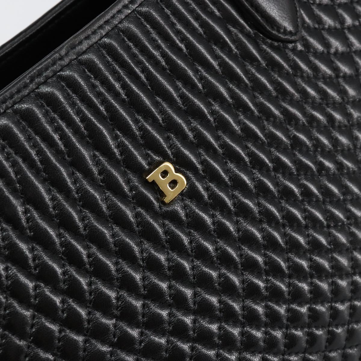 BALLY Hand Bag Leather Black Gold Auth BA7018