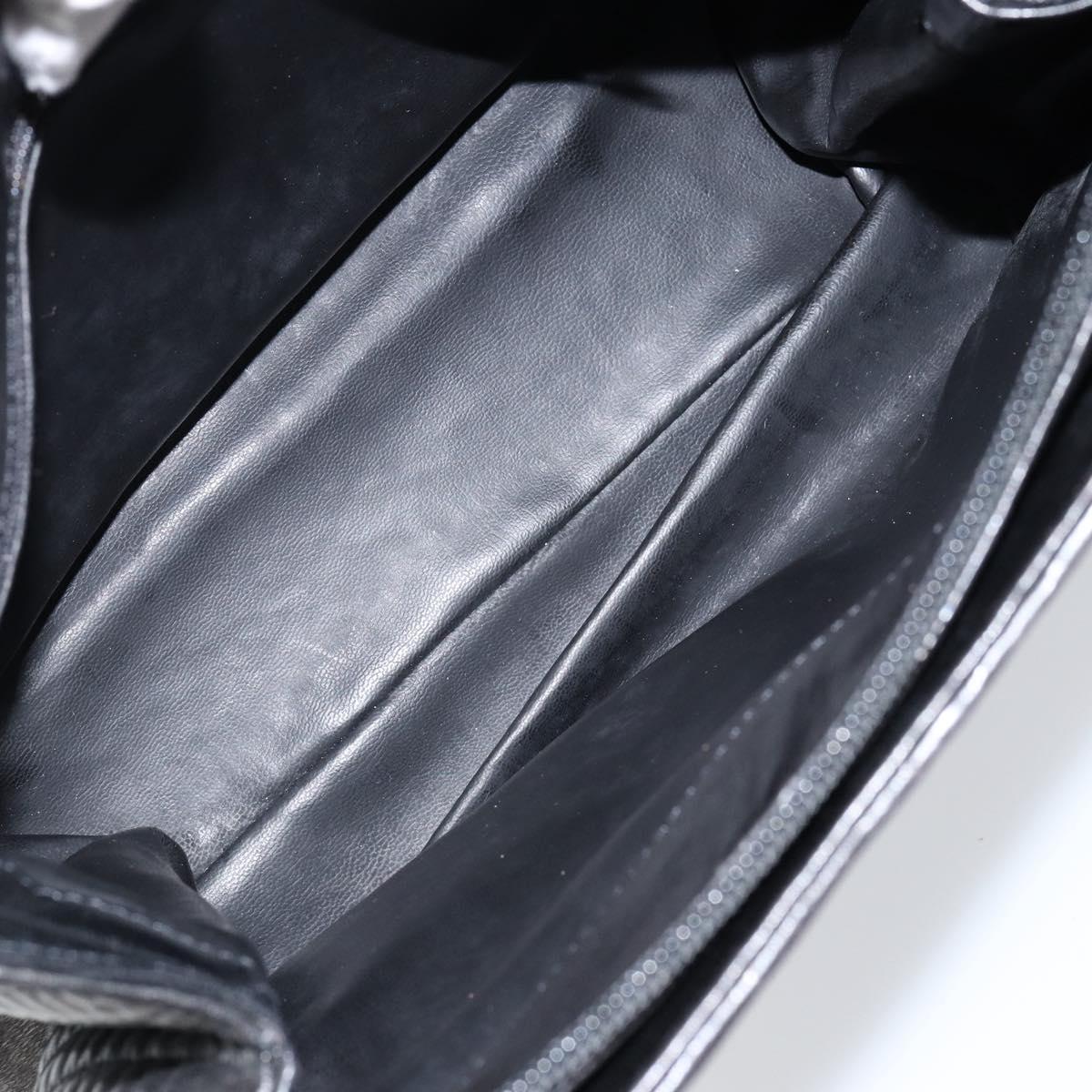 BALLY Hand Bag Leather Black Gold Auth BA7018