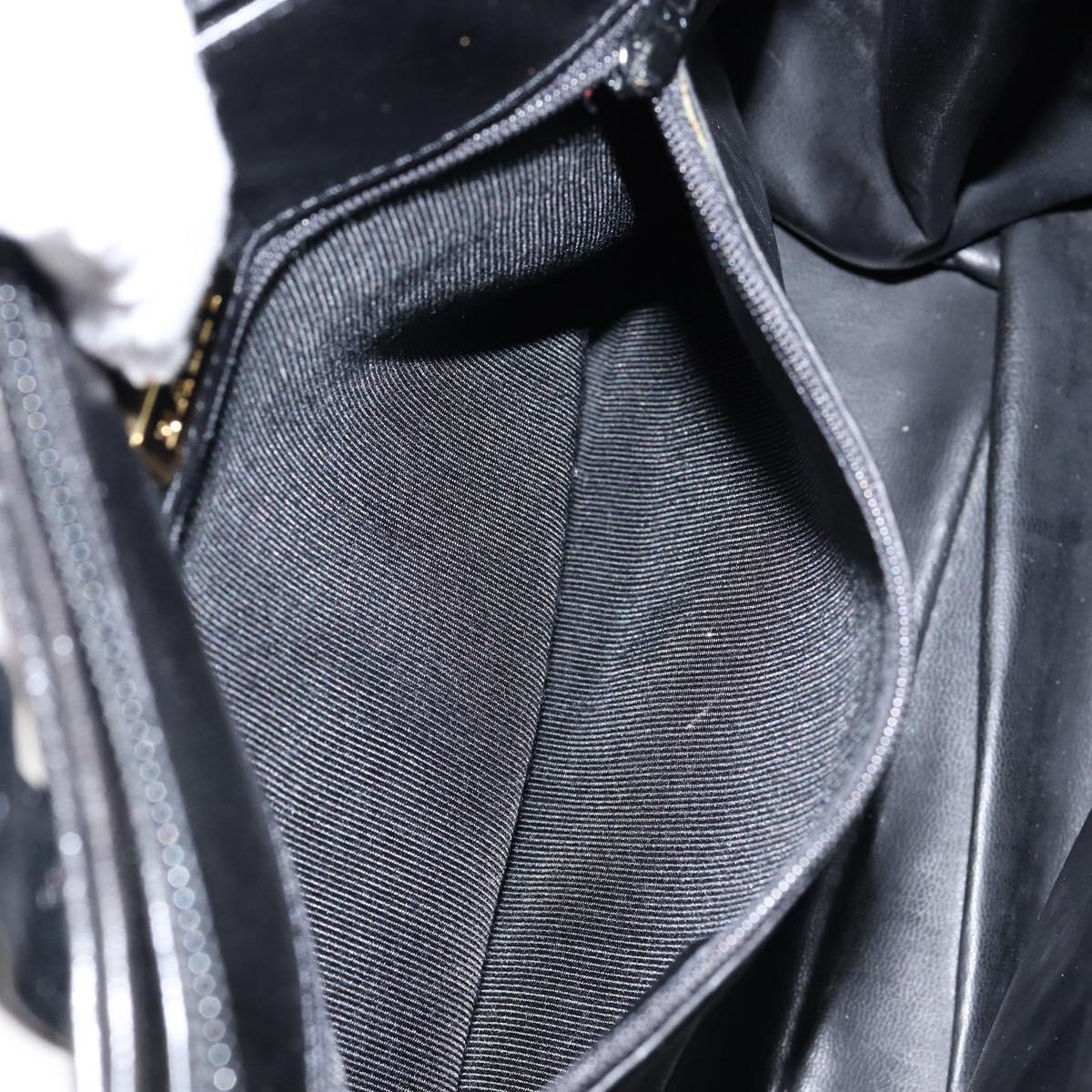 BALLY Hand Bag Leather Black Gold Auth BA7018