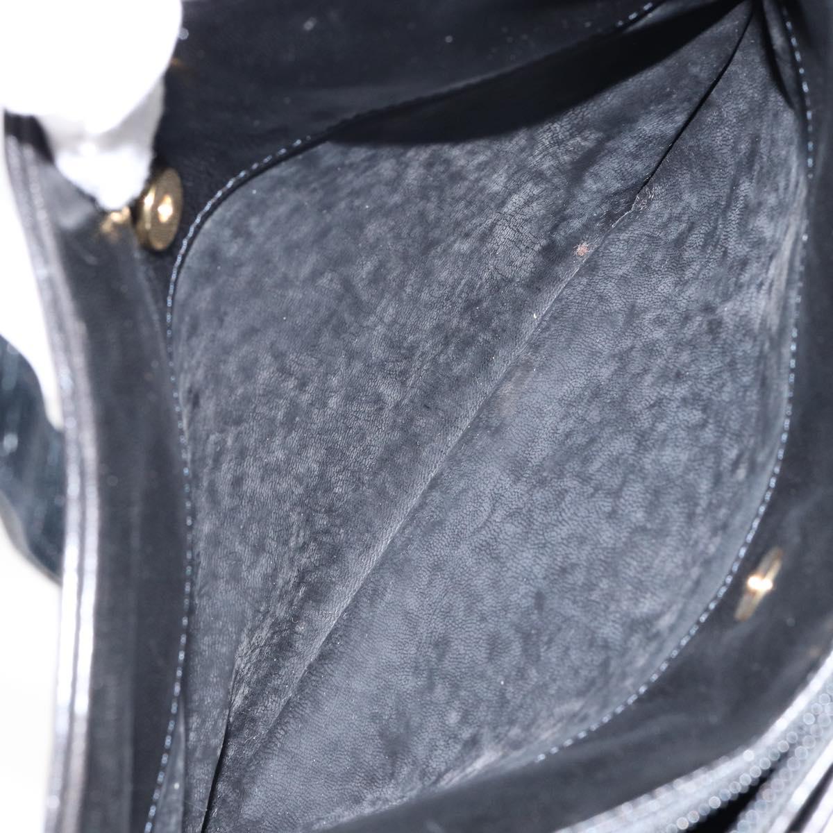 BALLY Hand Bag Leather Black Gold Auth BA7018