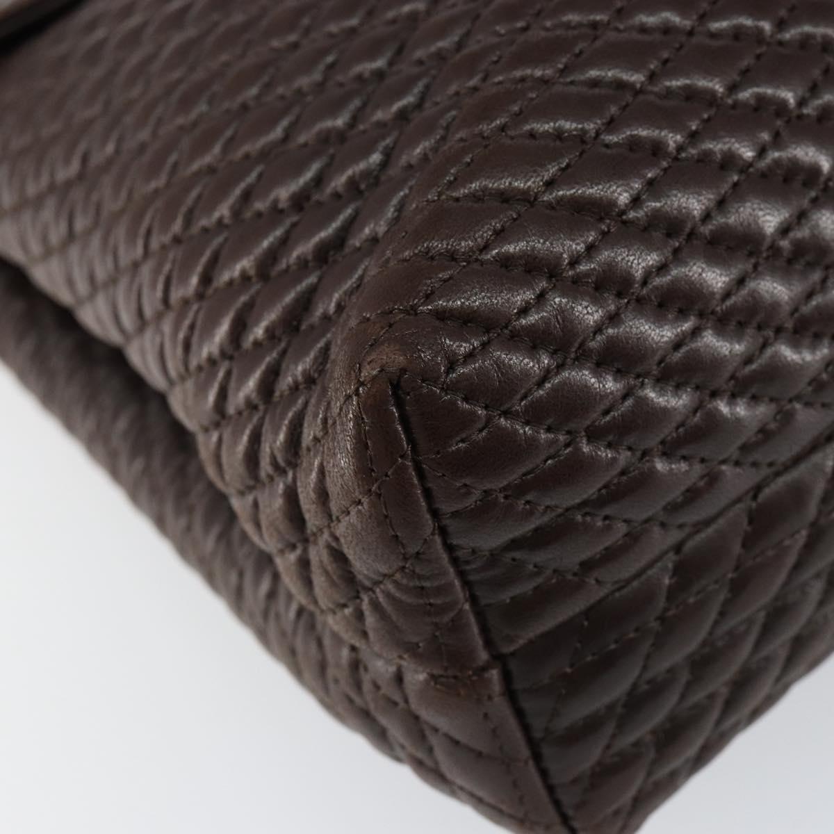 BALLY Hand Bag Leather Brown Gold Auth BA7019