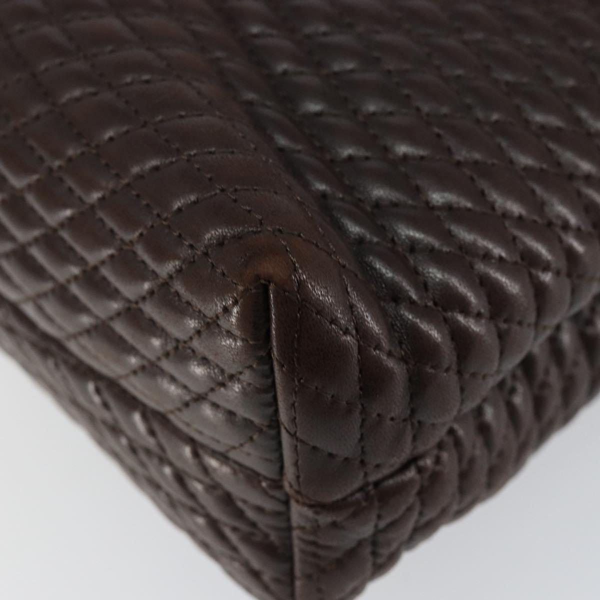 BALLY Hand Bag Leather Brown Gold Auth BA7019