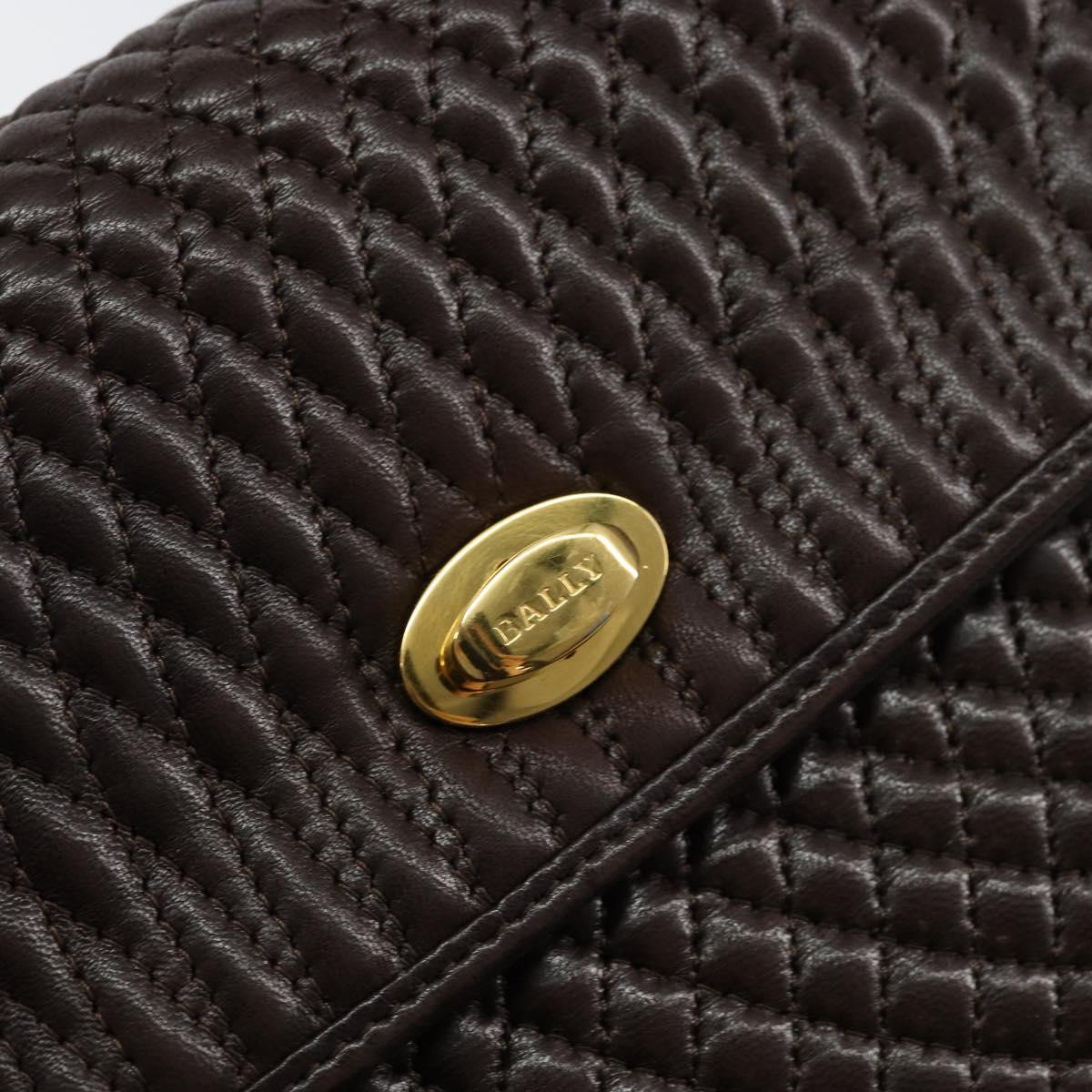 BALLY Hand Bag Leather Brown Gold Auth BA7019