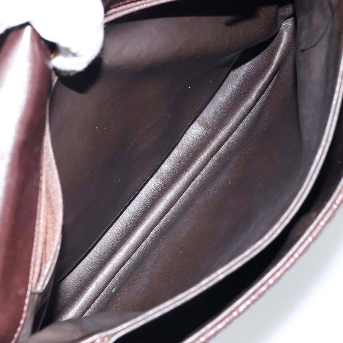 BALLY Hand Bag Leather Brown Gold Auth BA7019