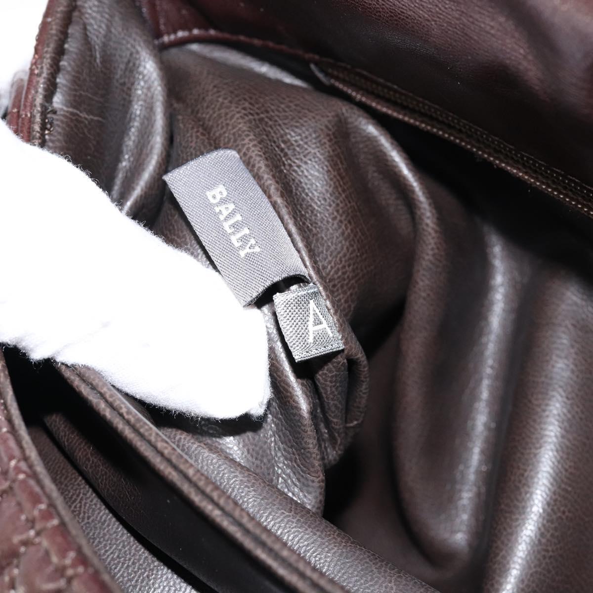 BALLY Hand Bag Leather Brown Gold Auth BA7019