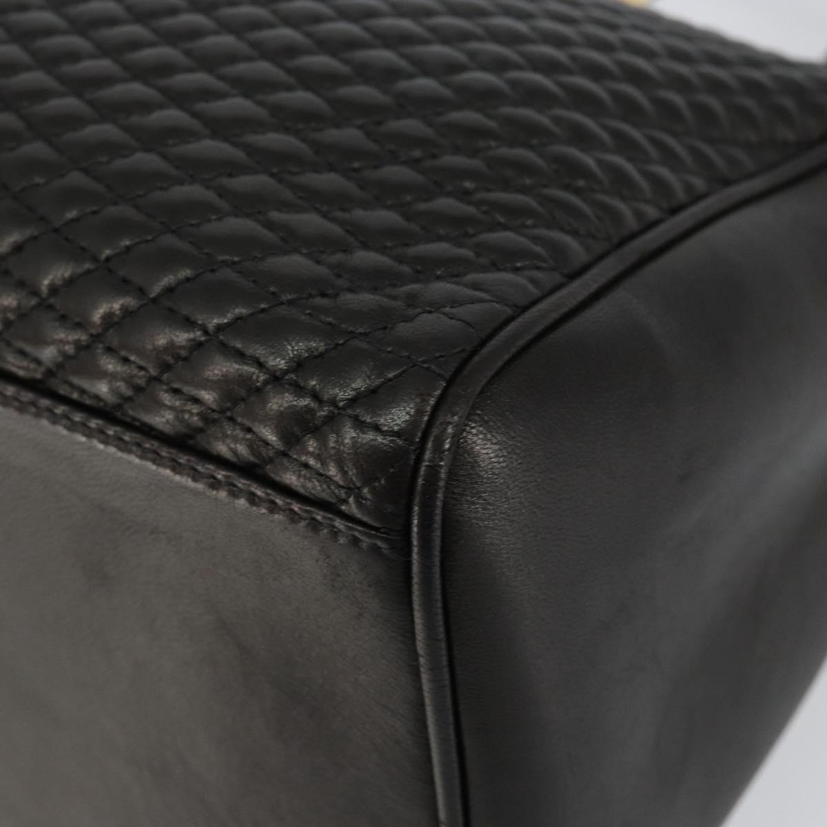 BALLY Hand Bag Leather Black Gold Auth BA7020