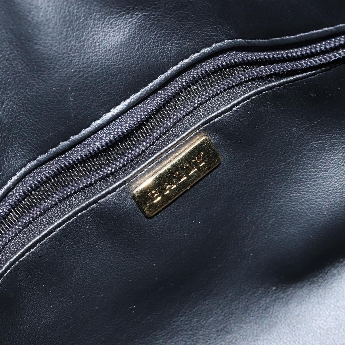 BALLY Hand Bag Leather Black Gold Auth BA7020