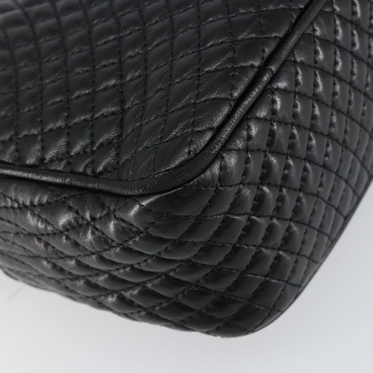 BALLY Chain Shoulder Bag Leather Black Gold Auth BA7021